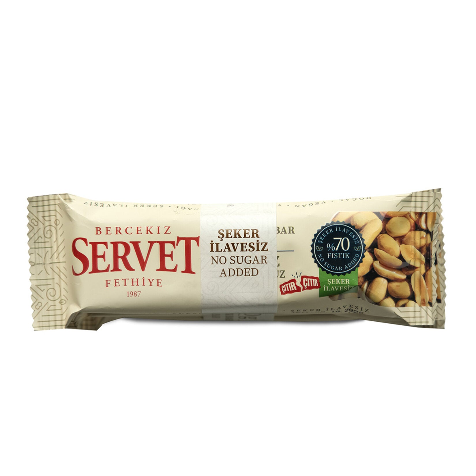 Servet Peanut Brittle Bar is a wholesome snack made with 70% roasted peanuts, naturally sweetened with date juice concentrate and balanced with a touch of freshly squeezed lemon juice.