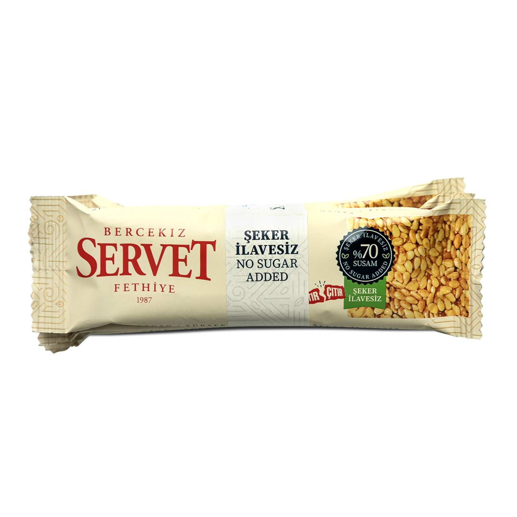 Servet Sesame Krokan Bar is a wholesome, crunchy snack made with 70% sesame seeds and naturally sweetened with date juice concentrate.