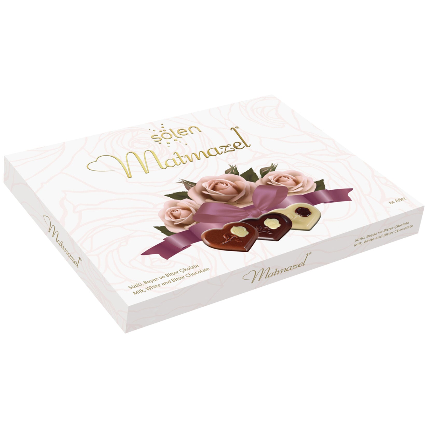 Solen Matmazel Milk White and Dark Chocolate brings together three classic varieties in one elegant box: smooth milk chocolate, creamy white chocolate, and rich dark chocolate.