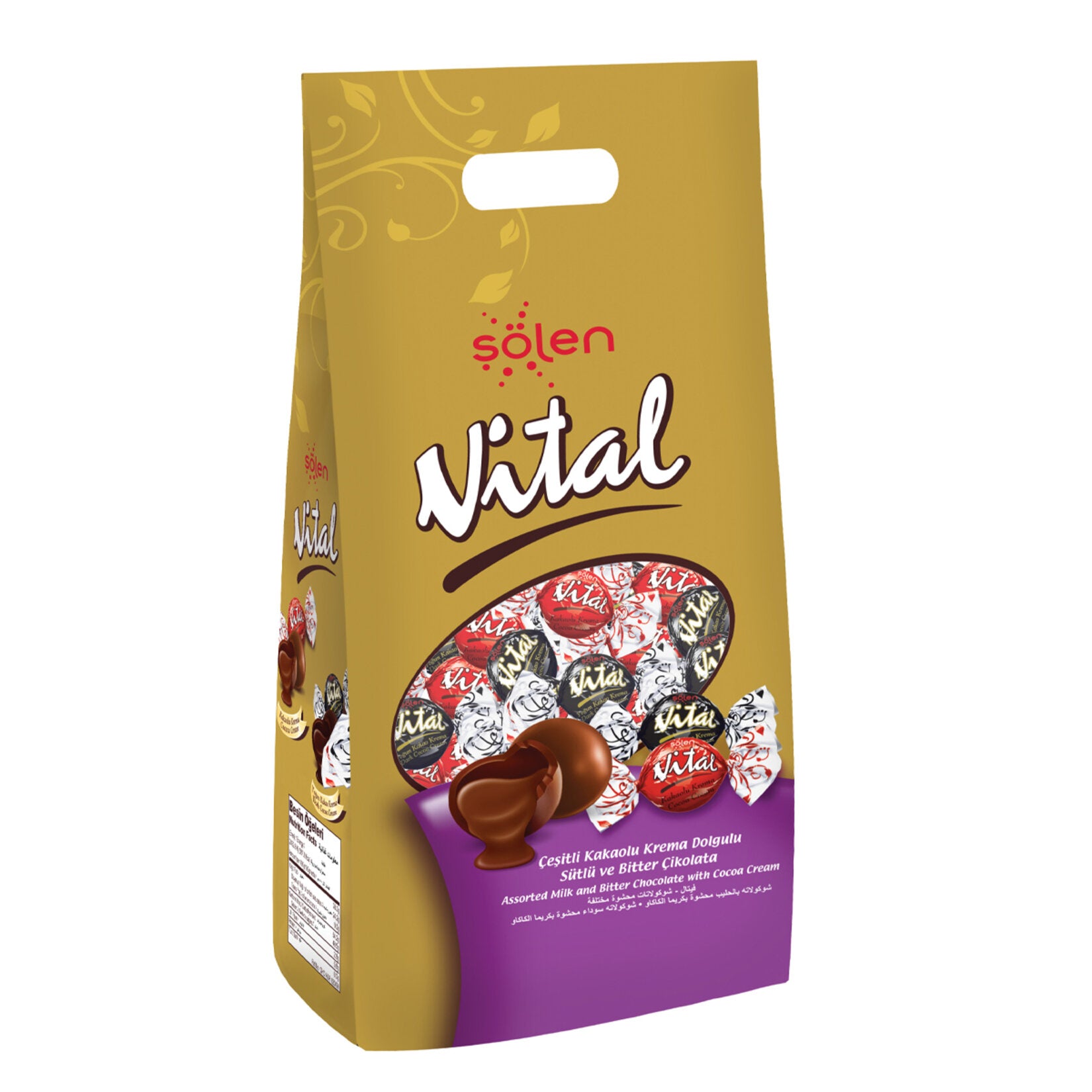 Solen Vital Cocoa Cream Filled Milk & Dark Chocolate brings together the smooth taste of milk chocolate with a rich cocoa cream center for a satisfying bite in every piece.