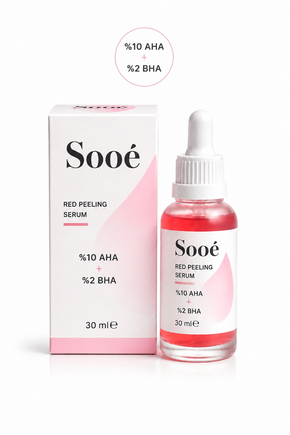 Sooe Red AHA BHA Peeling Serum is a high-performance chemical exfoliating face serum formulated with 10% AHA (Glycolic Acid) and 2% BHA (Salicylic Acid).