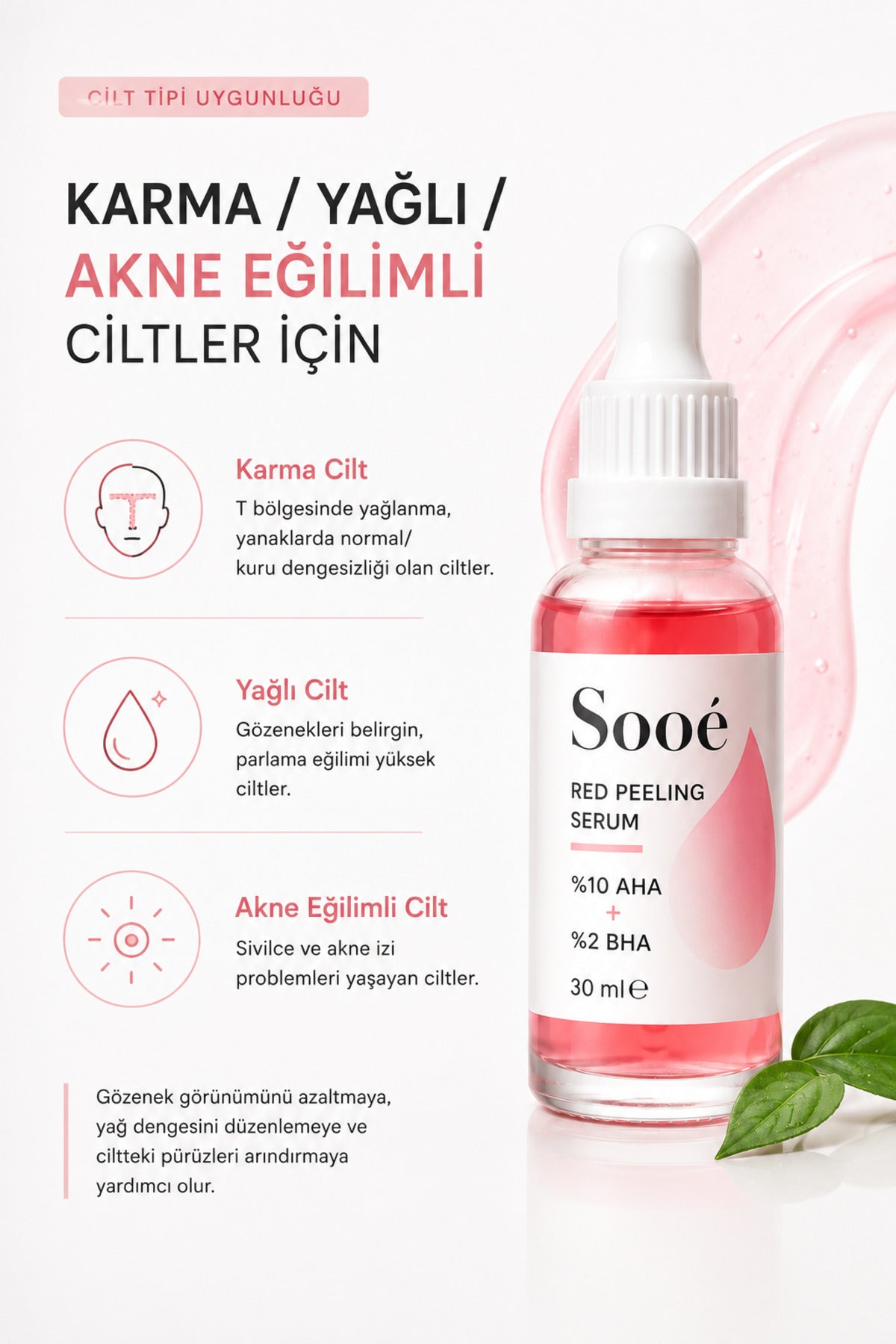 Sooe Red AHA BHA Peeling Serum is a high-performance chemical exfoliating face serum formulated with 10% AHA (Glycolic Acid) and 2% BHA (Salicylic Acid).