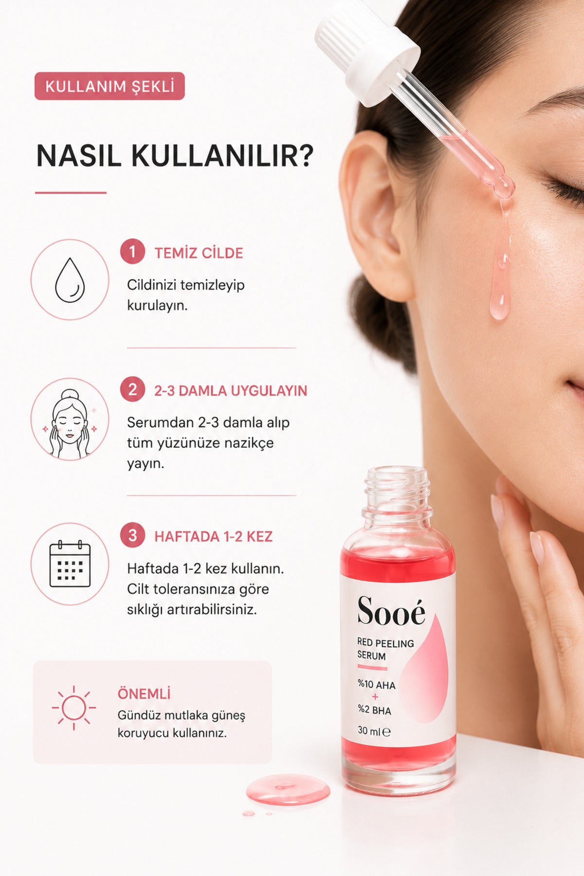 Sooe Red AHA BHA Peeling Serum is a high-performance chemical exfoliating face serum formulated with 10% AHA (Glycolic Acid) and 2% BHA (Salicylic Acid).