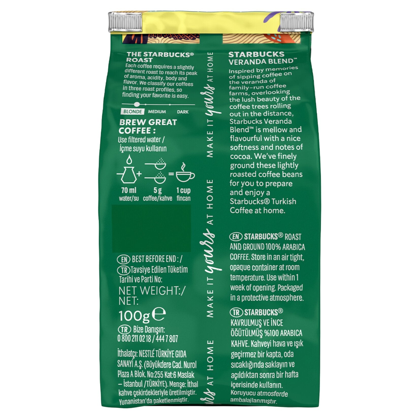 Starbucks Veranda Blend Turkish Coffee 100 grams