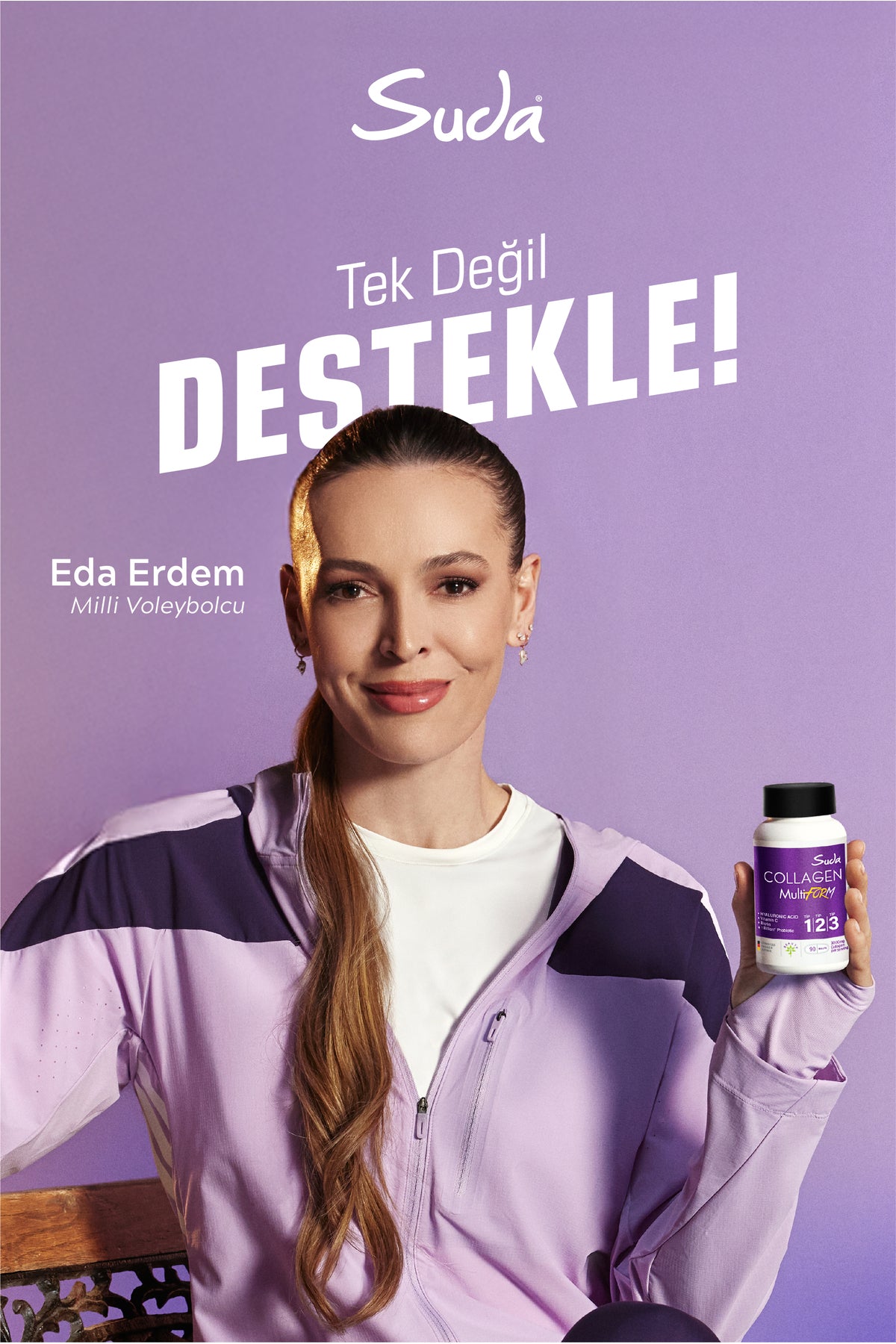 Suda Collagen Multiform Collagen Tablet is a comprehensive collagen complex formulated with Type I, II, and III hydrolyzed collagen peptides, enriched with Vitamin C, Biotin, Zinc, Hyaluronic Acid, and a probiotic microorganism.