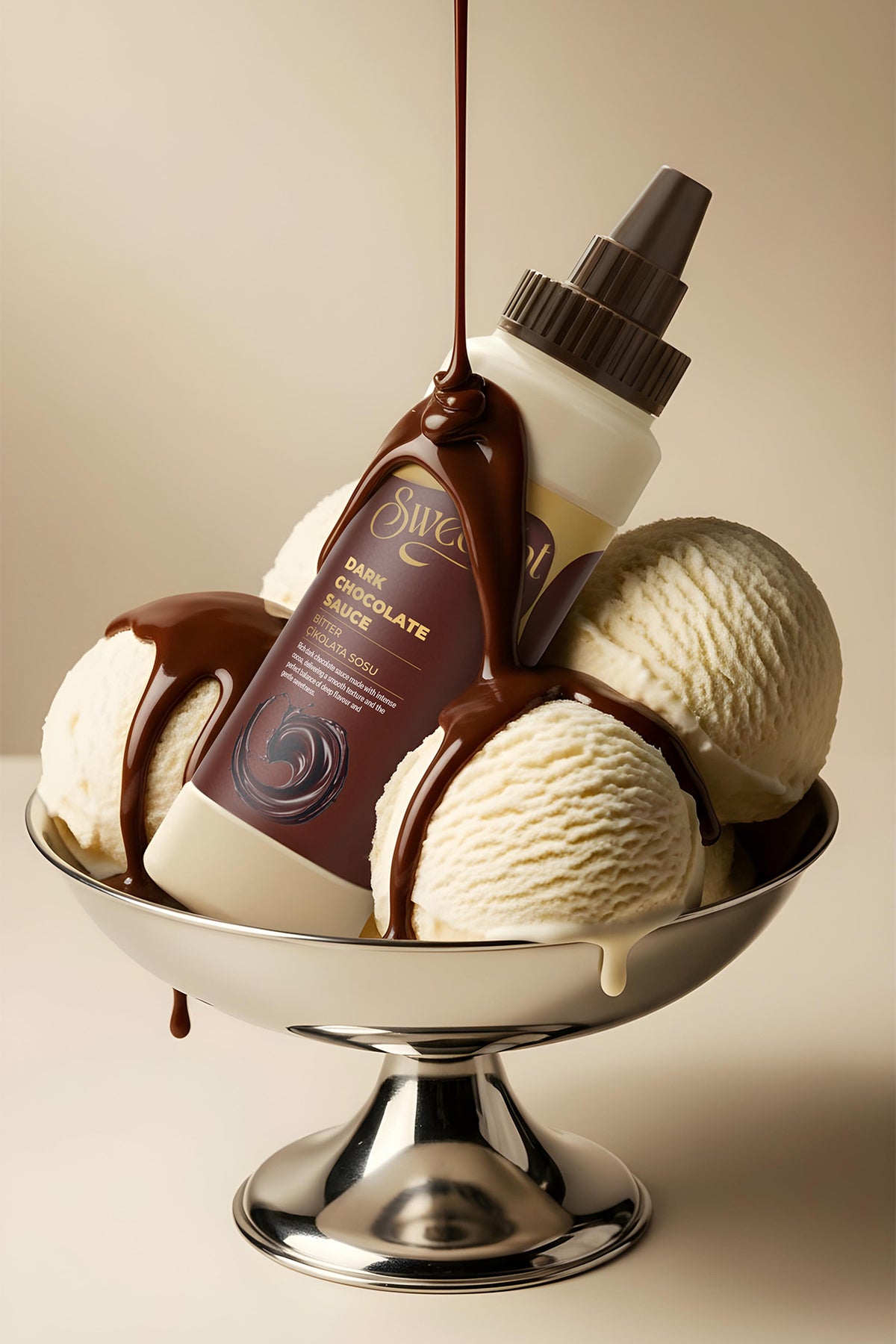 Experience the rich taste of real cocoa with Swedent Gurme Serisi Dark Chocolate Sauce.