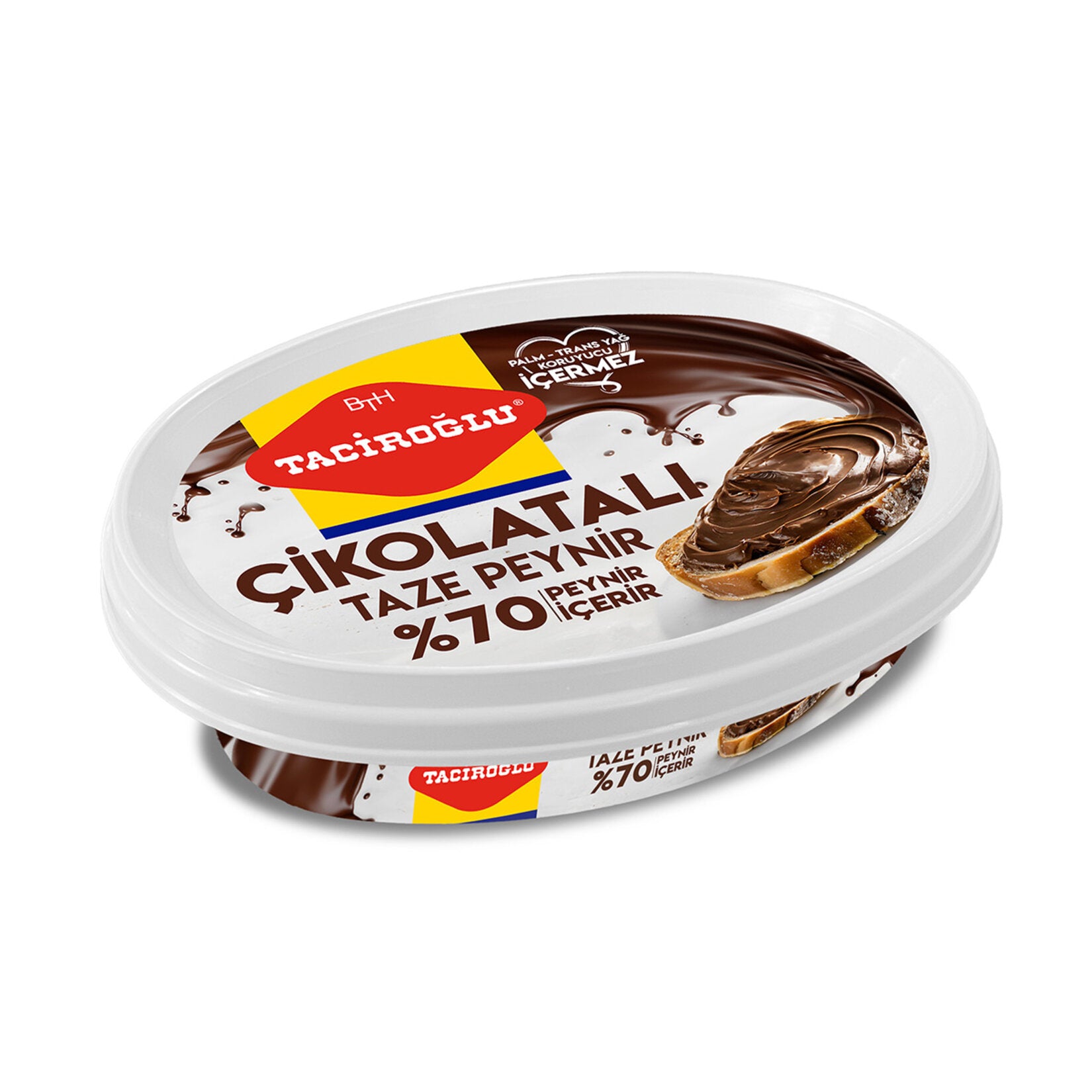 Taciroglu Cikolatali Yarim Yagli Taze Peynir brings together the smooth texture of fresh cream cheese and the rich taste of milk chocolate for a unique Turkish breakfast favorite.