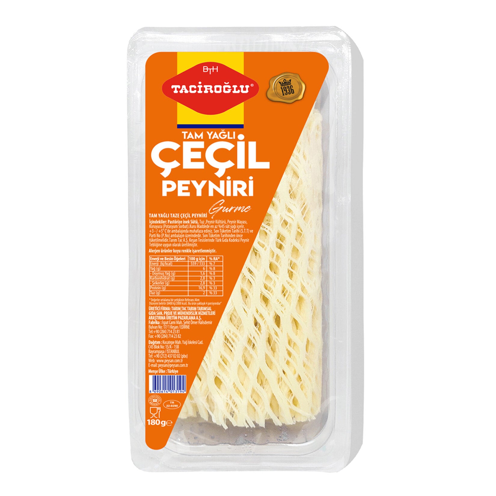 Taciroglu Full Fat Fresh Cecil Cheese is a traditional braided string cheese from Türkiye, known for its soft, pull-apart texture and mildly salty, milky flavor.