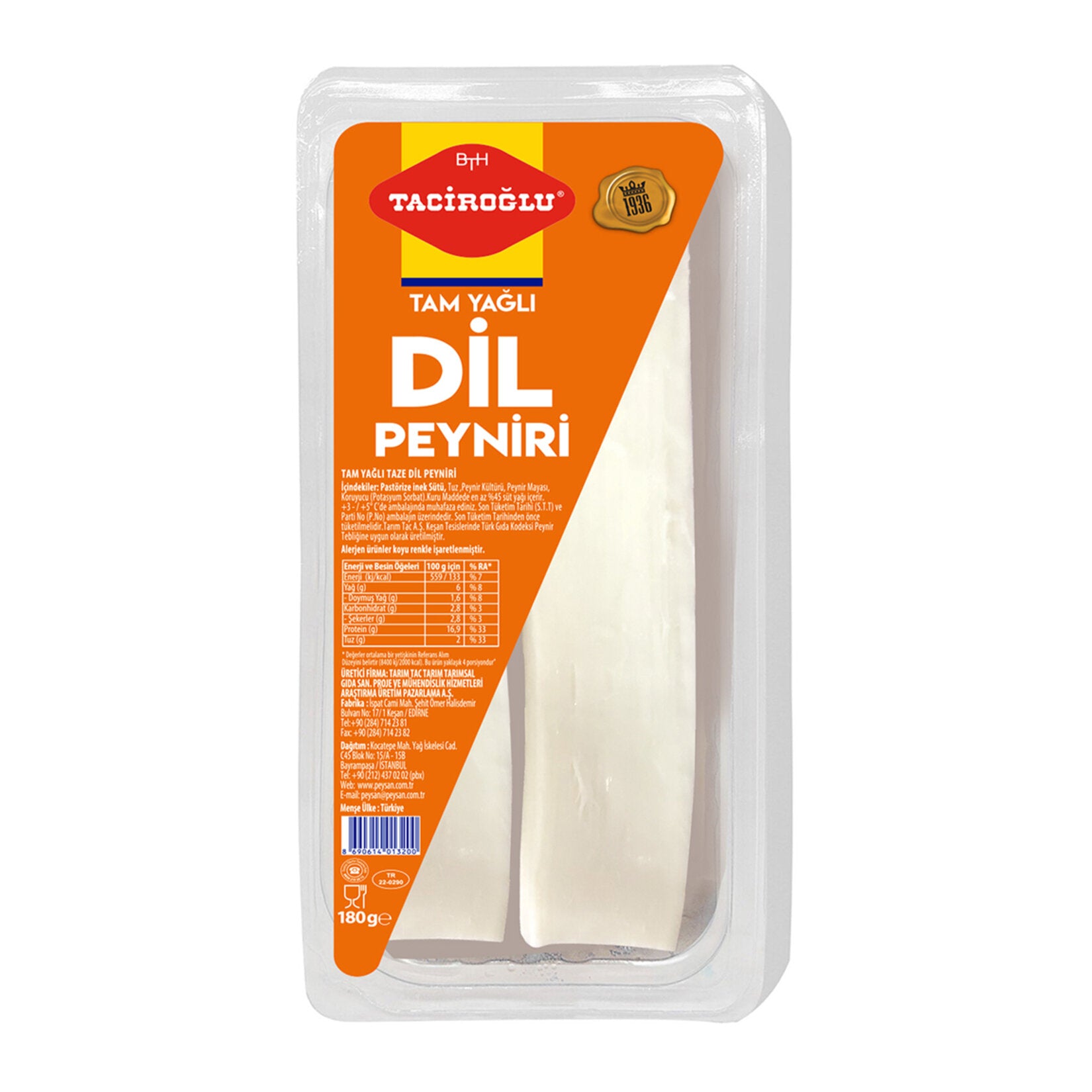 Taciroglu Full Fat Fresh Dil Cheese is a traditional Turkish string-style cheese known for its soft, layered texture and mild, milky flavor.