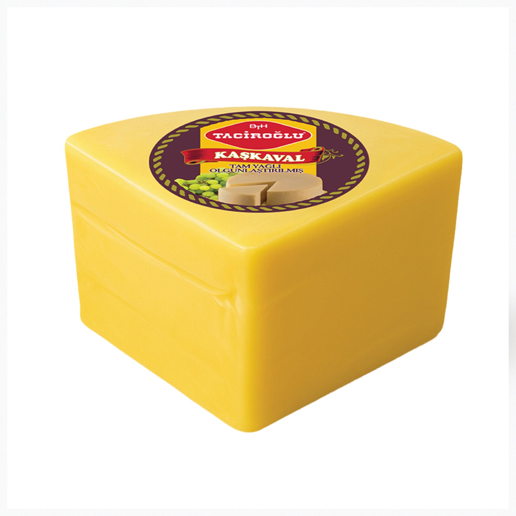 Taciroglu Kaskaval Peyniri is a traditional semi-hard Turkish cheese known for its smooth texture and rich, buttery flavor.