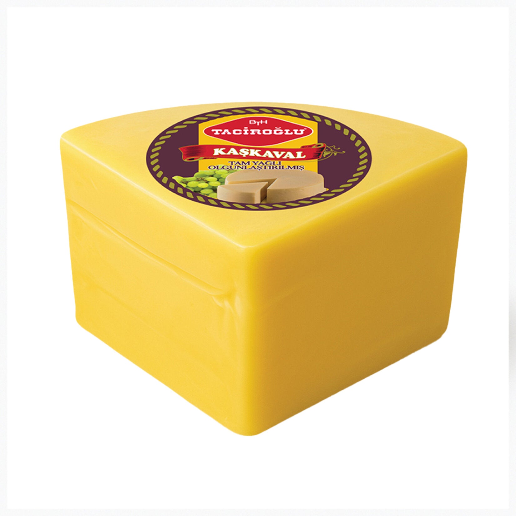 Taciroglu Kaskaval Peyniri is a traditional semi-hard Turkish cheese known for its smooth texture and rich, buttery flavor.