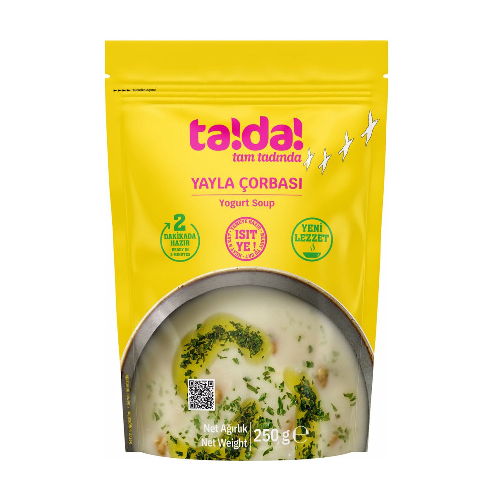 Tada Yayla Soup brings the comforting taste of traditional Turkish yogurt soup to your table in minutes.