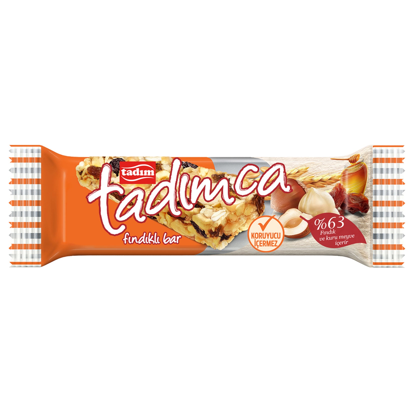 Tadim Nut Bar with Hazelnuts brings you a deliciously balanced snack made with 47% premium Turkish hazelnuts, juicy black raisins, oats, puffed rice, and a touch of honey.