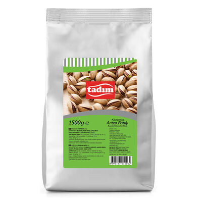 Tadim Roasted Antep Pistachios bring the rich taste of Gaziantep, Türkiye to your home in a generous 1500 g family-size pack.