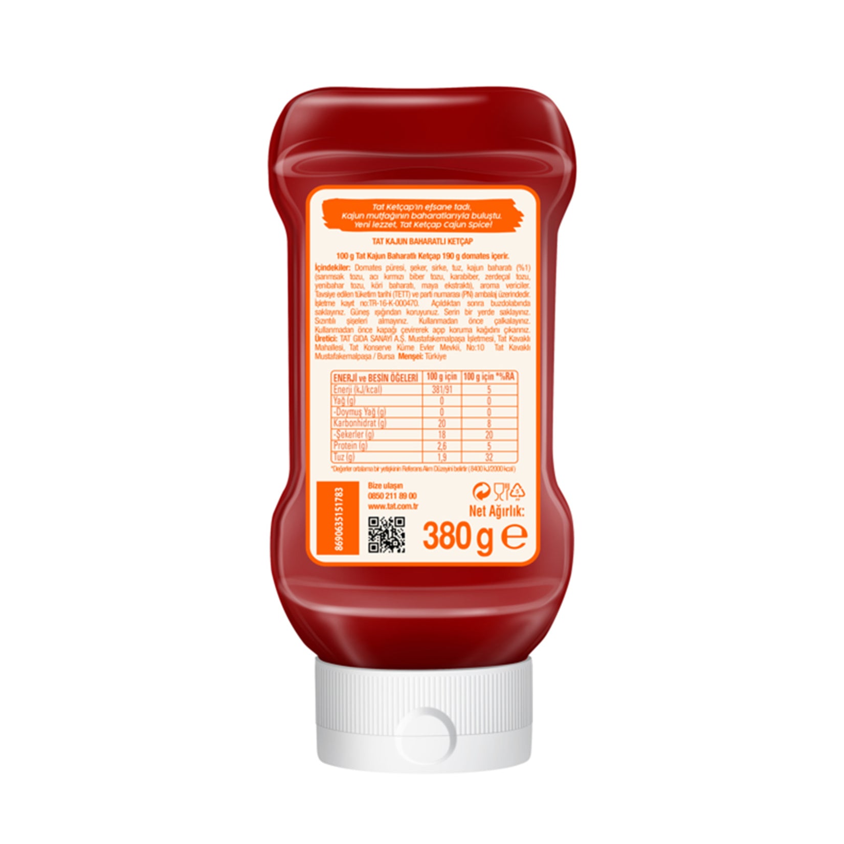 Add bold flavor to your meals with Tat Cajun Spice Ketchup, a rich tomato ketchup blended with a special Cajun spice mix.
