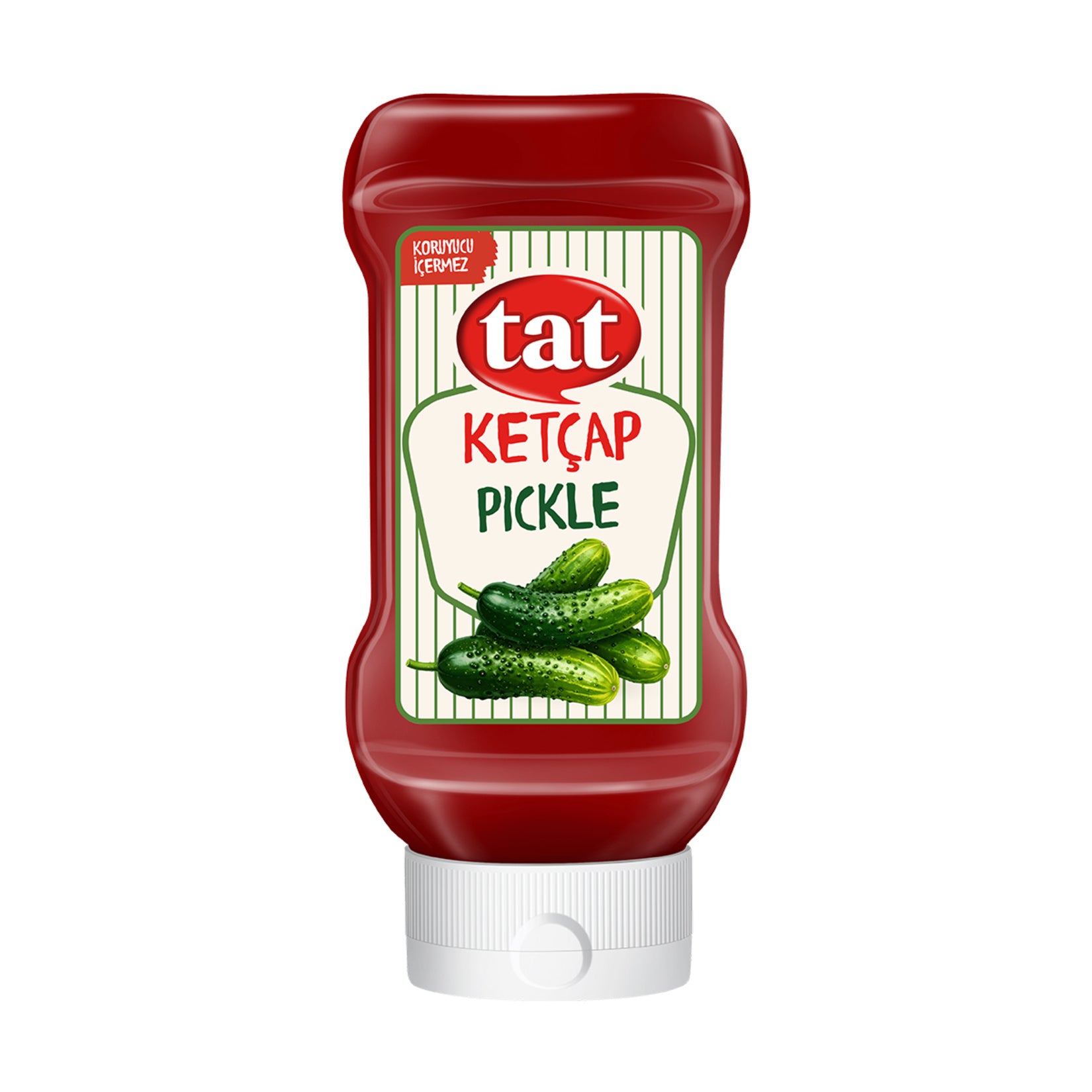 Tat Pickle Flavored Ketchup brings a bold twist to classic ketchup by combining rich tomato flavor with the tangy, herby taste of pickles and dill.