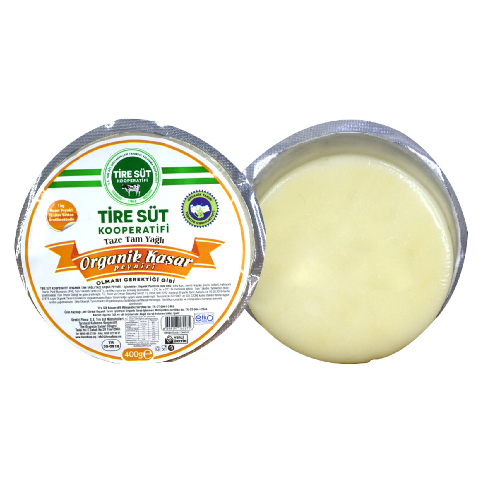 Tire Sut Kooperatifi Organic Fresh Kashar Cheese is a premium Turkish cheese crafted from organic pasteurized cow’s milk in Türkiye.