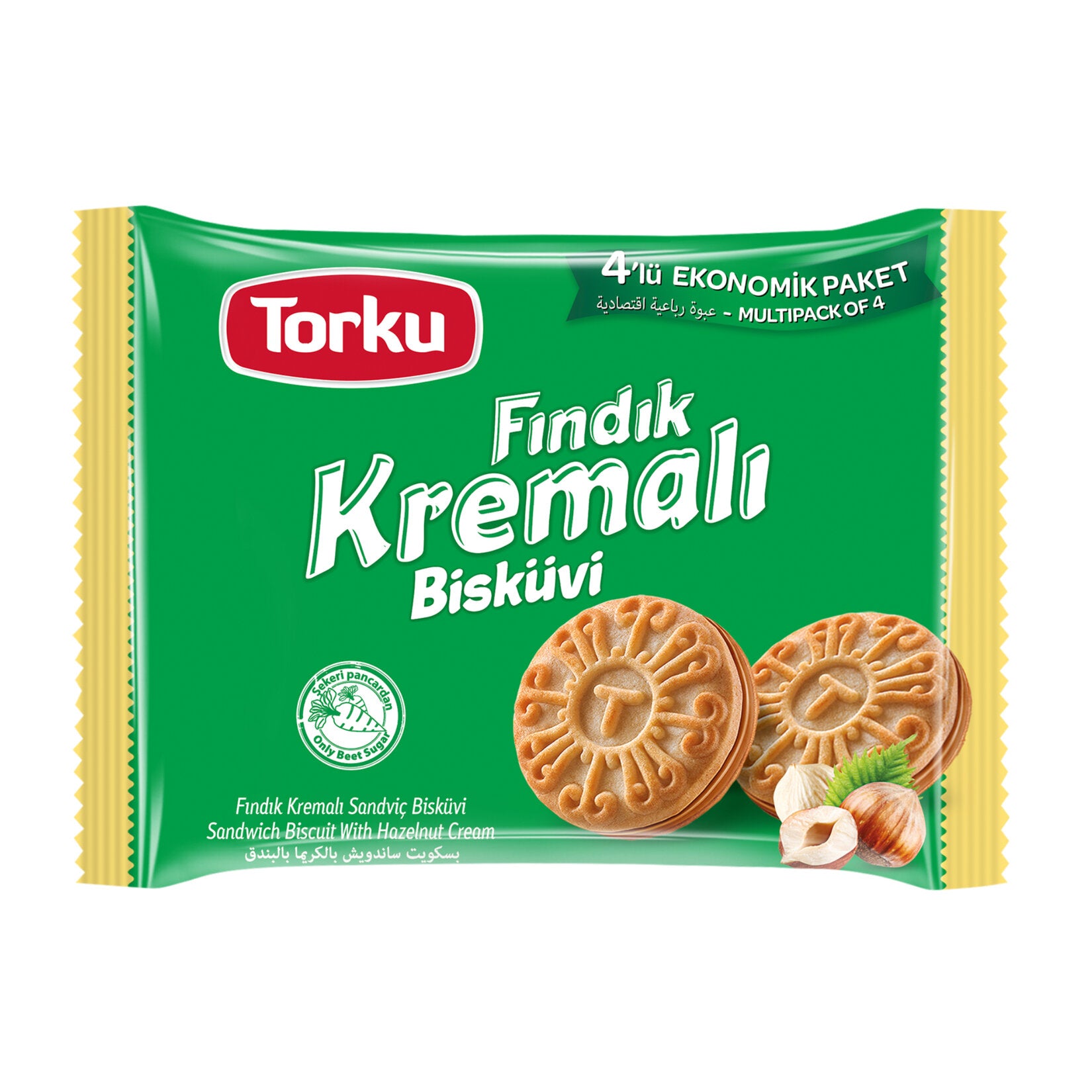 Torku Hazelnut Cream Sandwich Biscuit brings the comforting taste of Türkiye’s favorite cream-filled biscuits to your snack time.
