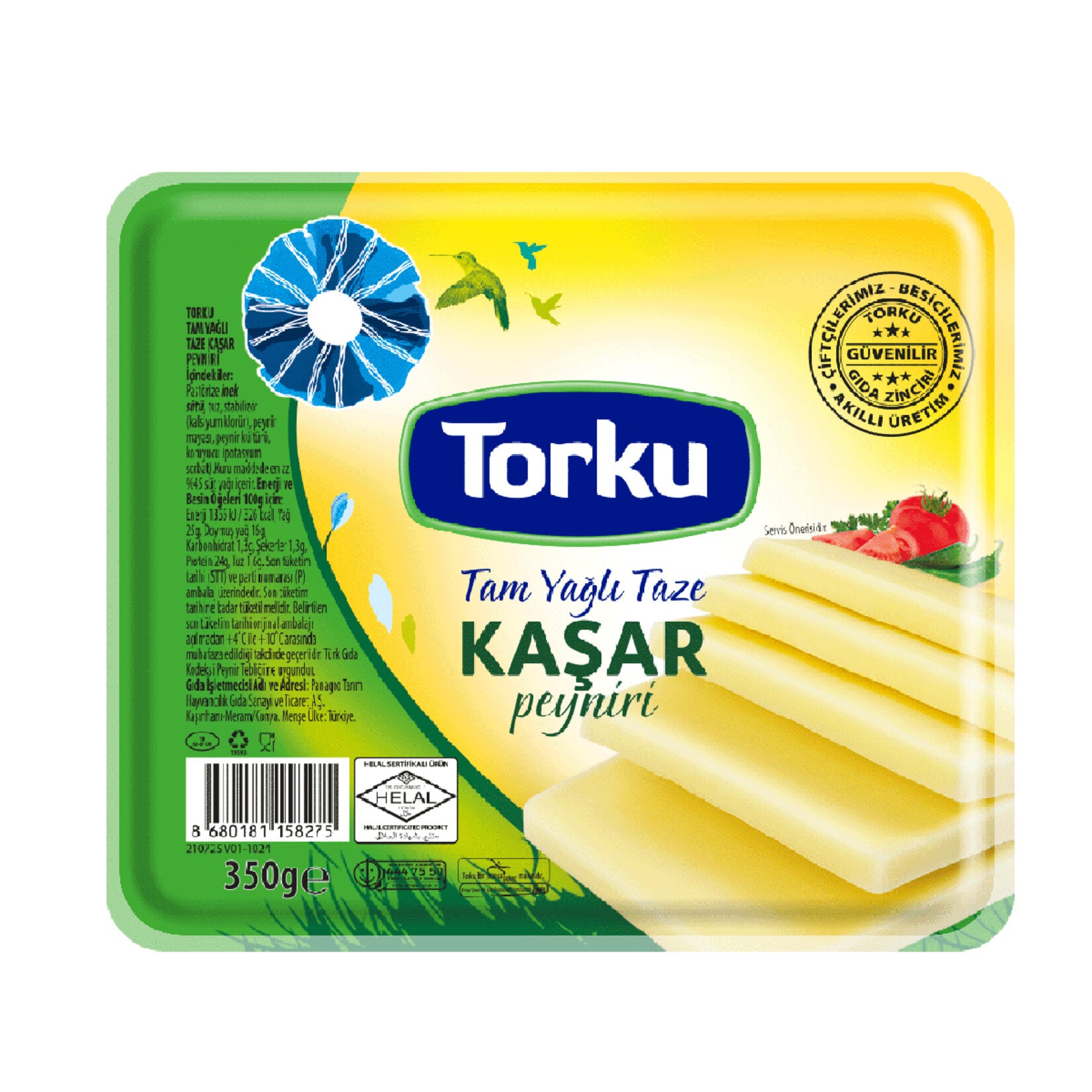 Torku Kasar Peyniri Tam Yagli is a classic Turkish full-fat kasar cheese made from high-quality cow’s milk.