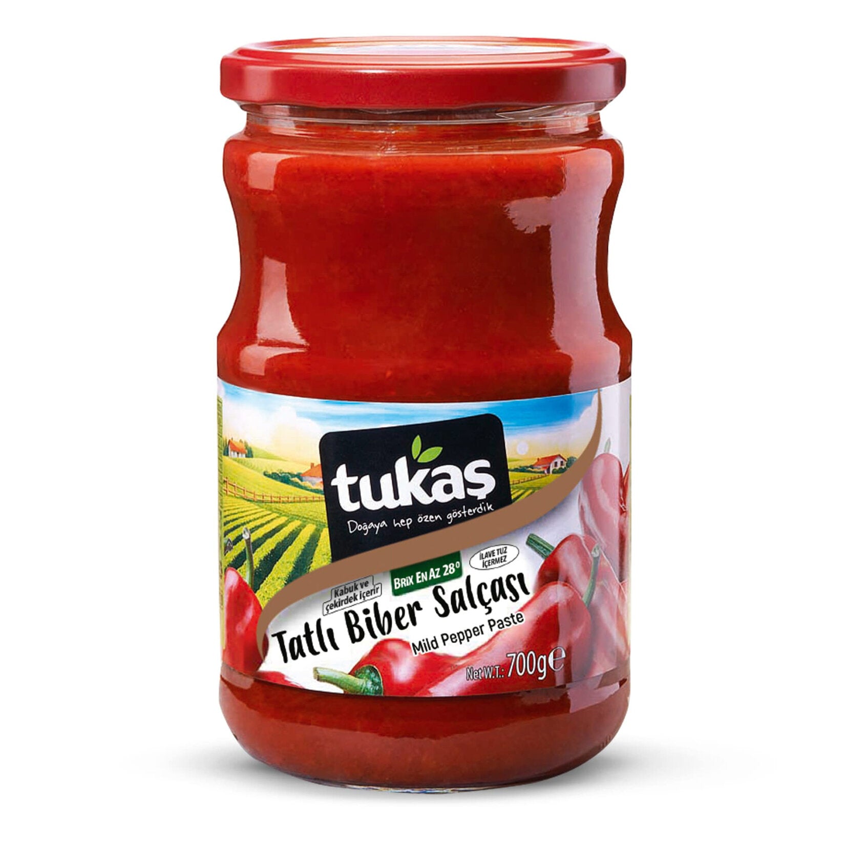 Tukas Biber Salcasi Red Pepper Paste is a kitchen essential in Turkish cuisine, made from sun-ripened red peppers carefully processed into a rich, thick paste.