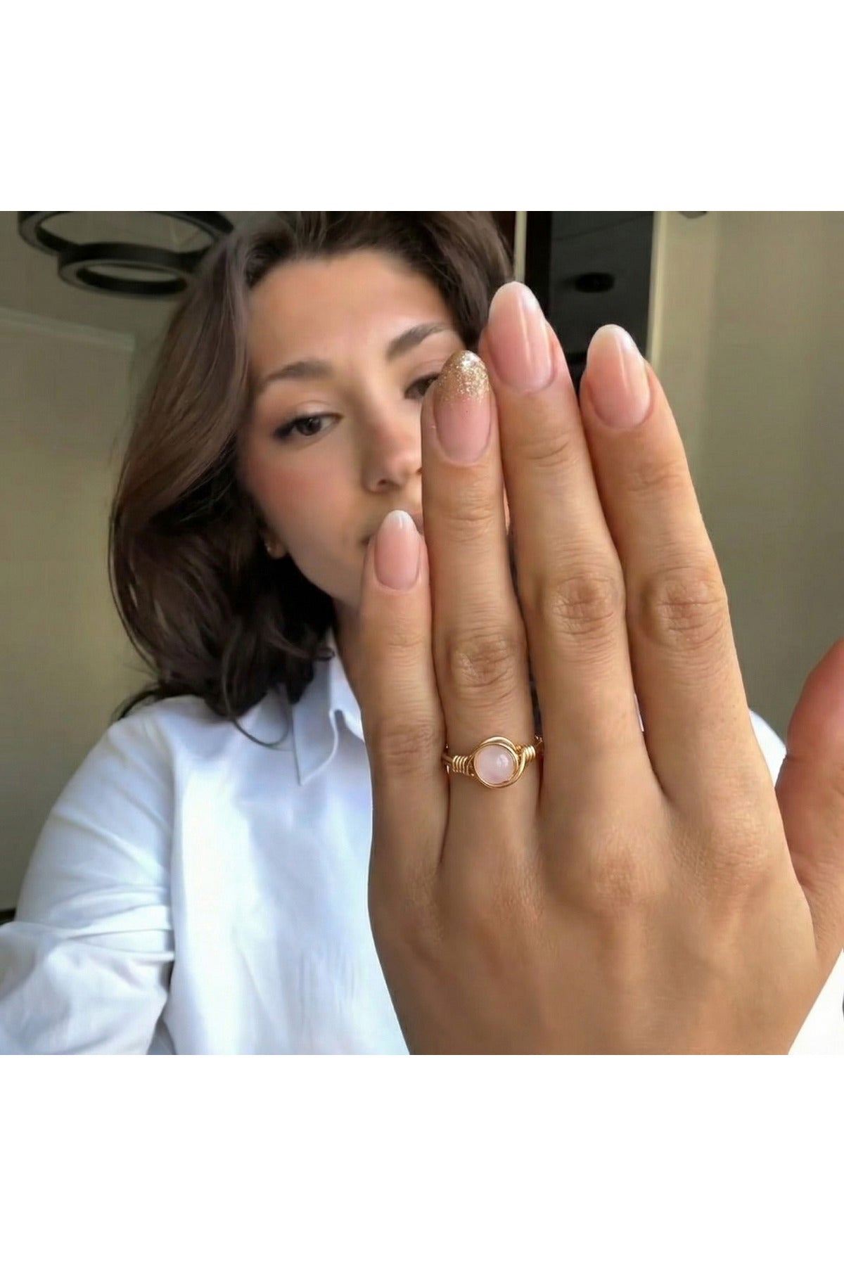 Turkish Natural Rose Quartz Ring by BIJUTERI showcases the soft glow and organic beauty of genuine pink stone.