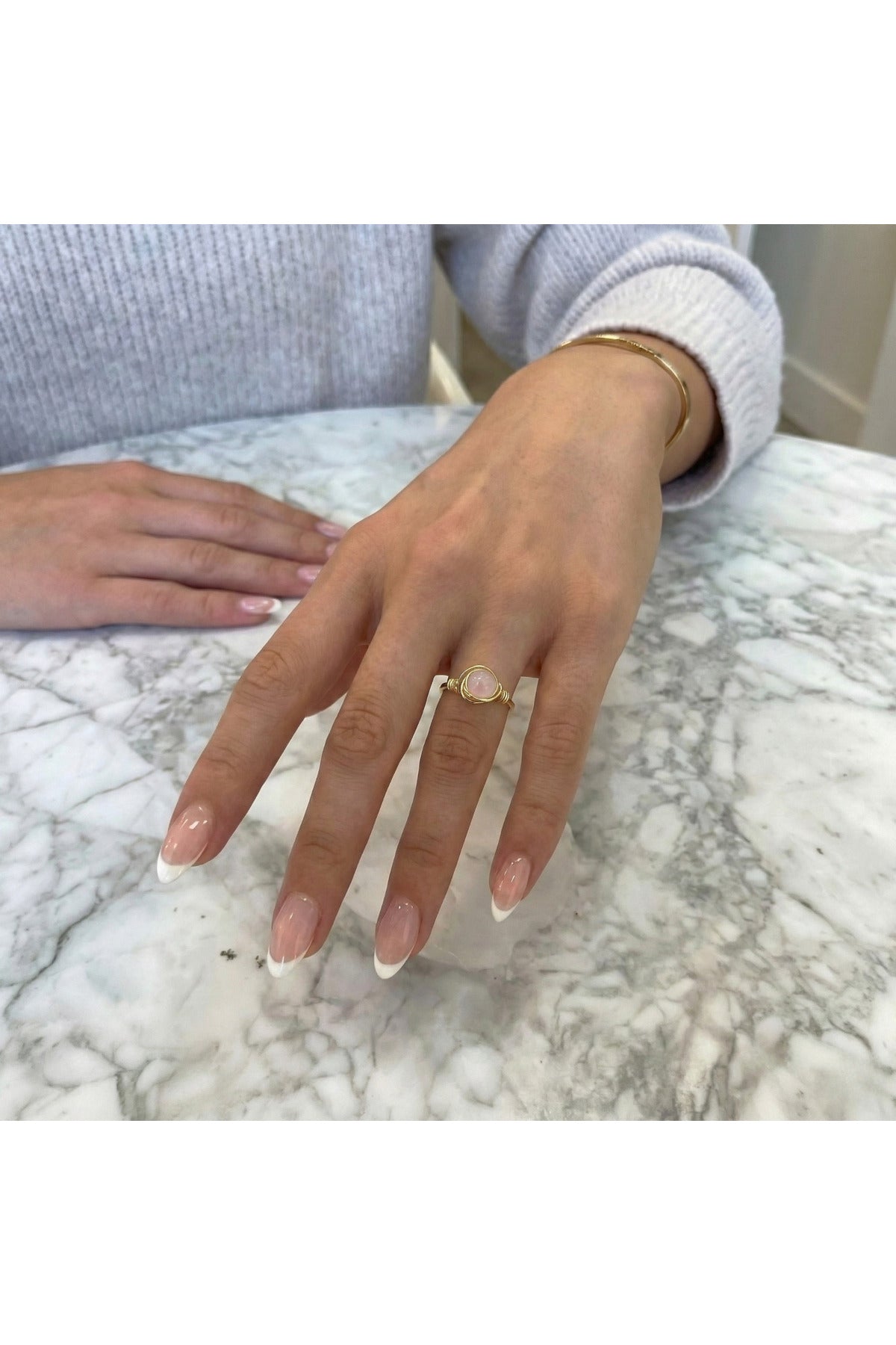 Turkish Natural Rose Quartz Ring by BIJUTERI showcases the soft glow and organic beauty of genuine pink stone.