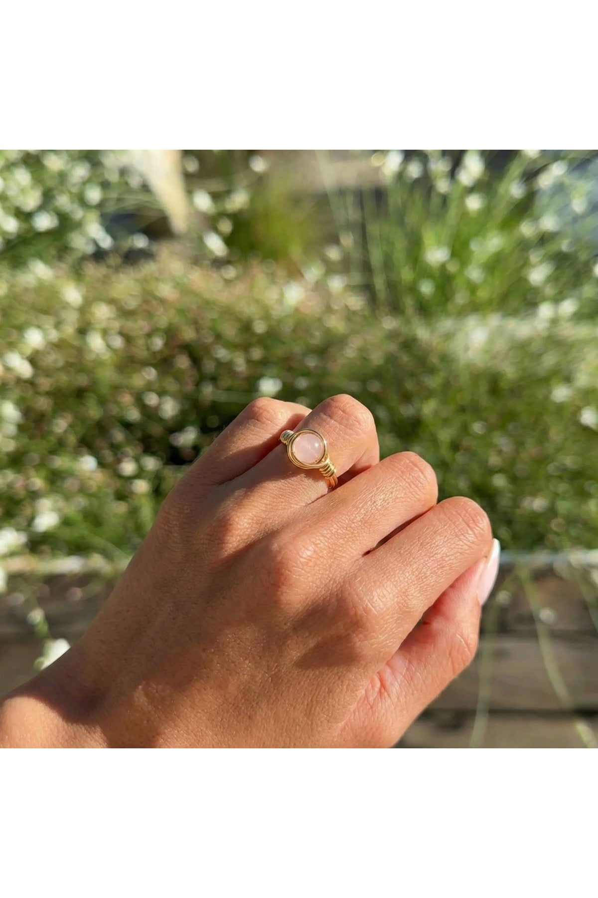 Turkish Natural Rose Quartz Ring by BIJUTERI showcases the soft glow and organic beauty of genuine pink stone.