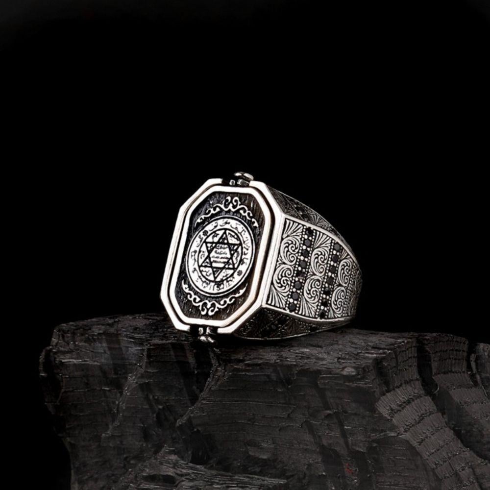 Rooted in centuries of heritage, this Turkish Silver Ring with Seal of Solomon motif blends symbolism, craftsmanship, and bold design into one striking piece.