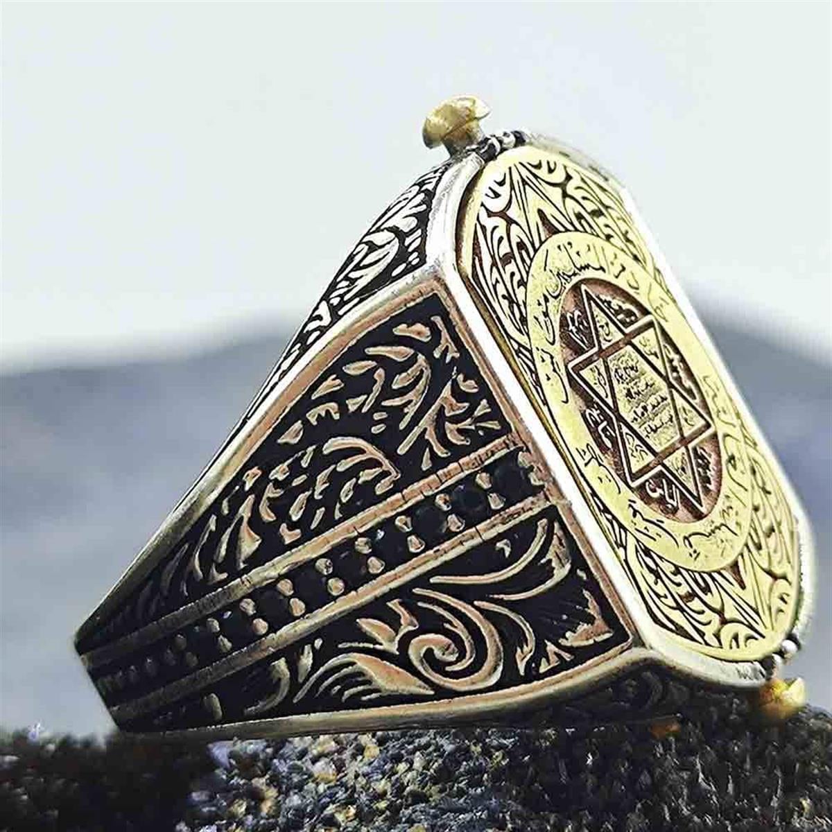 Turkish Silver Ring with Suleiman Seal and Ayat al Kursi is a powerful expression of faith and craftsmanship.