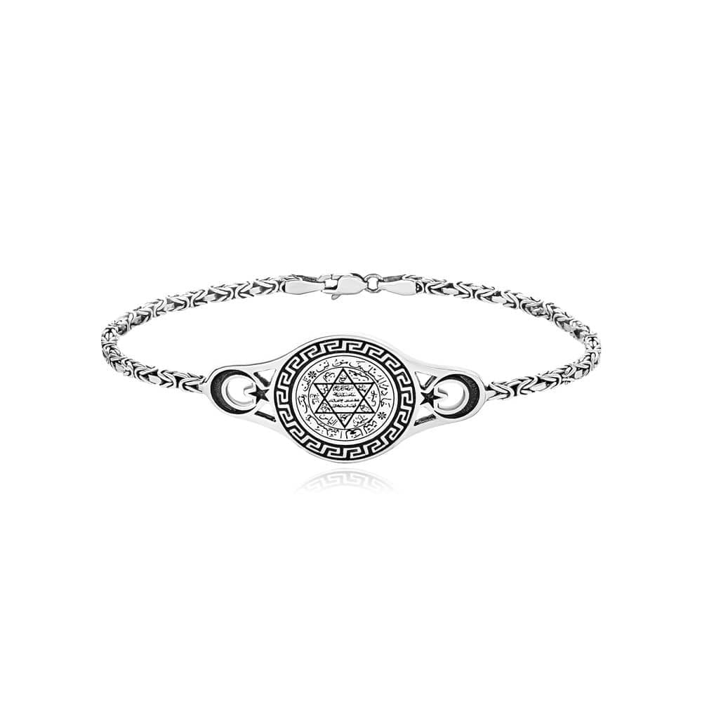 Crafted in solid 925 Sterling Silver, this striking Turkish Sterling Silver Jewelry Set with Seal of Solomon brings together a ring, necklace, and bracelet united by one of the most powerful symbols in history.