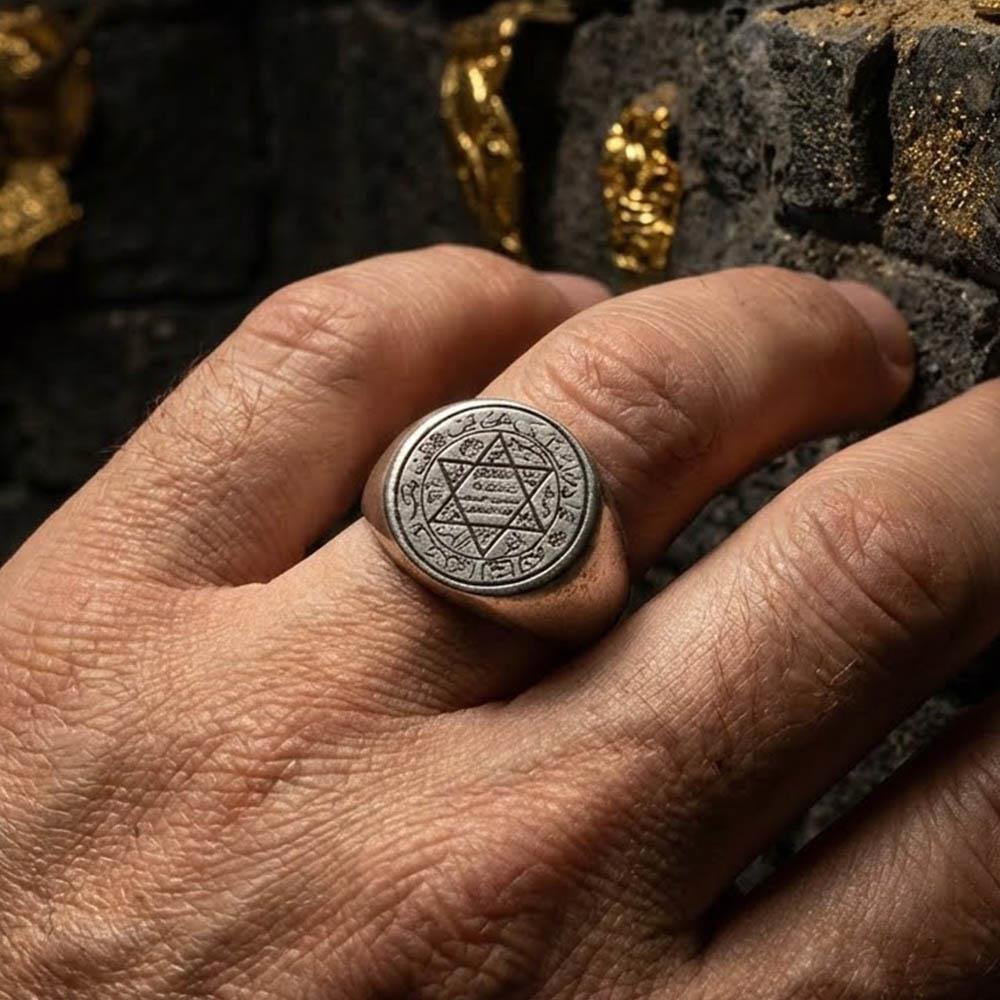 Turkish Sterling Silver Mens Ring with Seal of Solomon is a bold expression of history, symbolism, and craftsmanship.