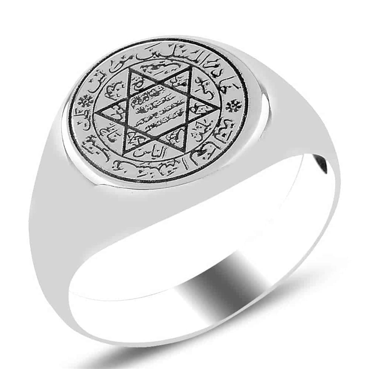 Turkish Sterling Silver Mens Ring with Seal of Solomon is a bold expression of history, symbolism, and craftsmanship.