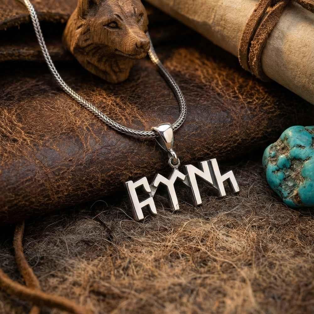 Celebrate heritage and symbolism with this Turkish Sterling Silver Necklace with Gokturk Script, crafted entirely from 925 sterling silver.