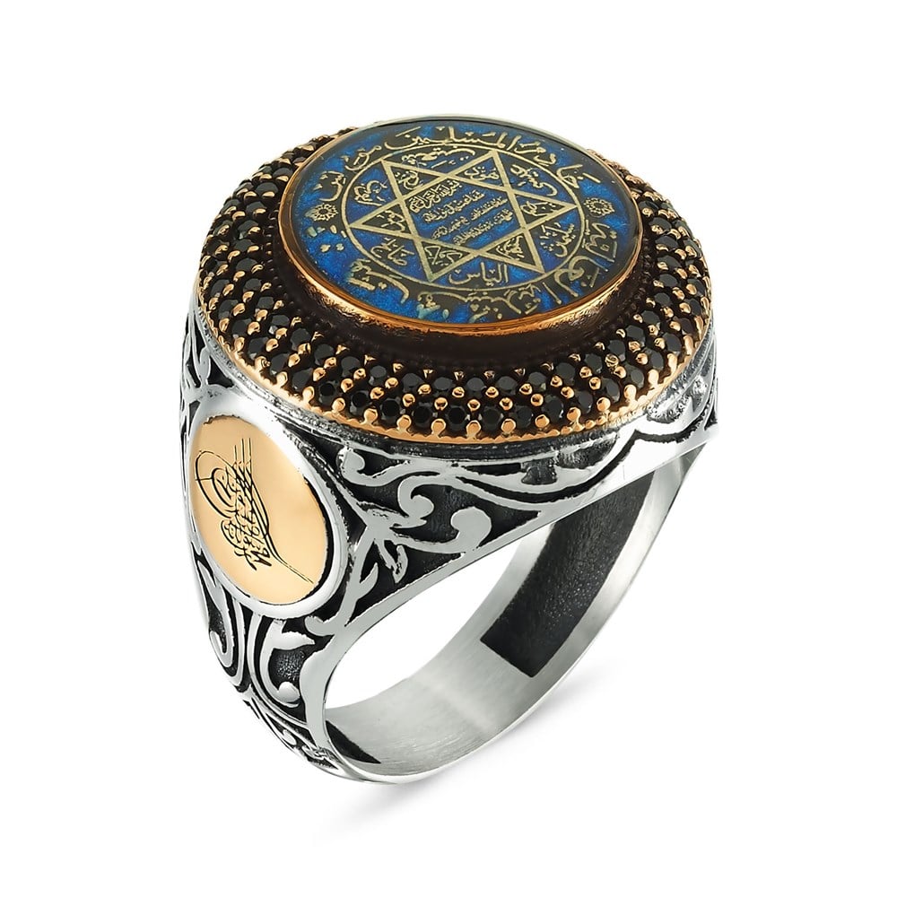 Turkish Sterling Silver Ring with Blue Zircon Seal of Solomon is a bold statement piece rooted in centuries of Anatolian and Ottoman symbolism.