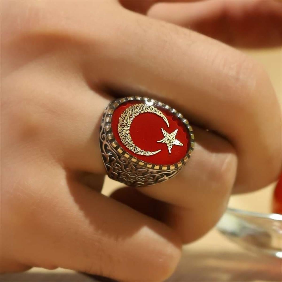 Turkish Sterling Silver Ring with Crescent Star Enamel brings together faith, heritage, and masterful craftsmanship in one powerful design.