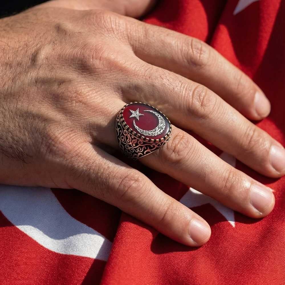 Turkish Sterling Silver Ring with Crescent Star Enamel brings together faith, heritage, and masterful craftsmanship in one powerful design.