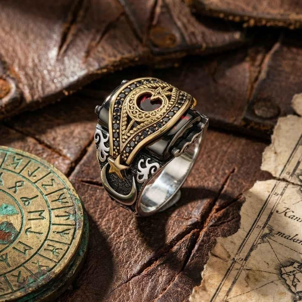 Turkish Sterling Silver Ring with Crescent Star is a bold expression of heritage and craftsmanship.