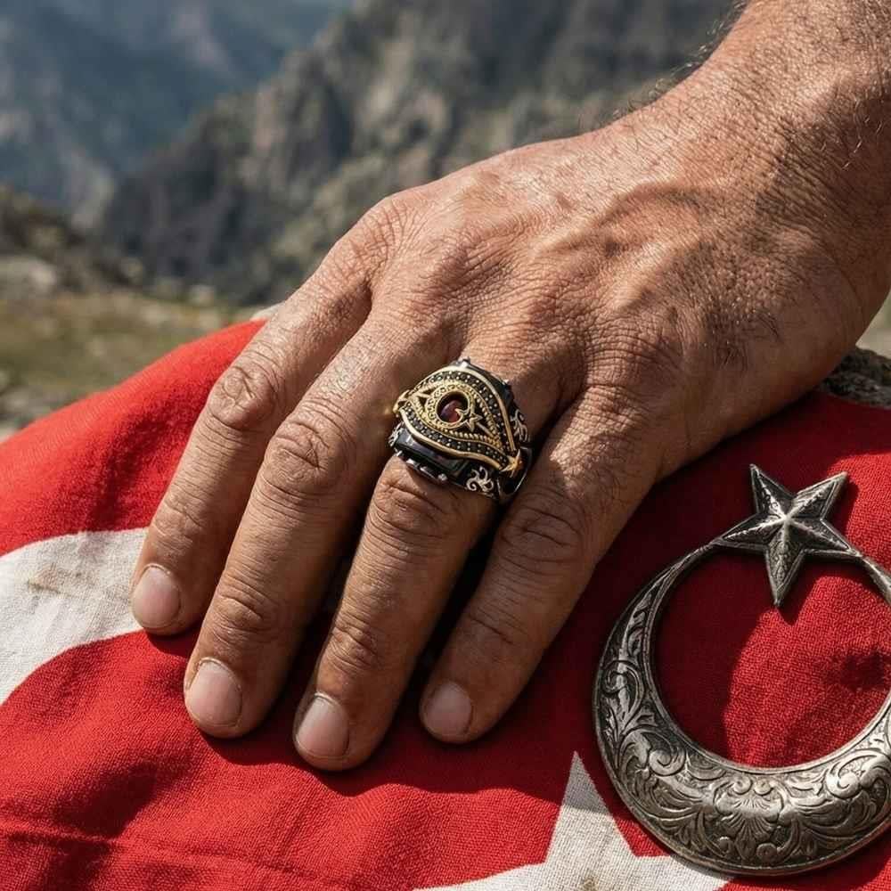 Turkish Sterling Silver Ring with Crescent Star is a bold expression of heritage and craftsmanship.