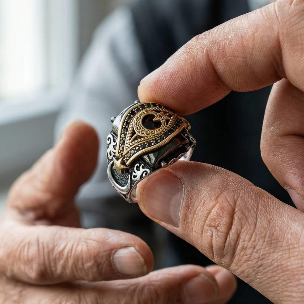 Turkish Sterling Silver Ring with Crescent Star is a bold expression of heritage and craftsmanship.