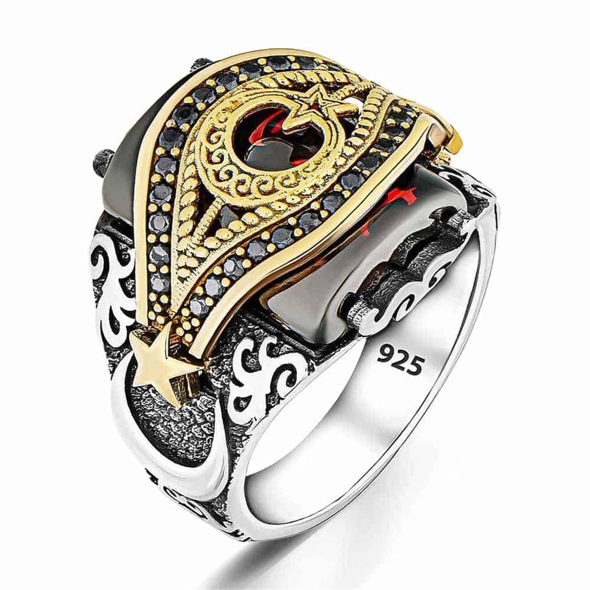 Turkish Sterling Silver Ring with Crescent Star is a bold expression of heritage and craftsmanship.