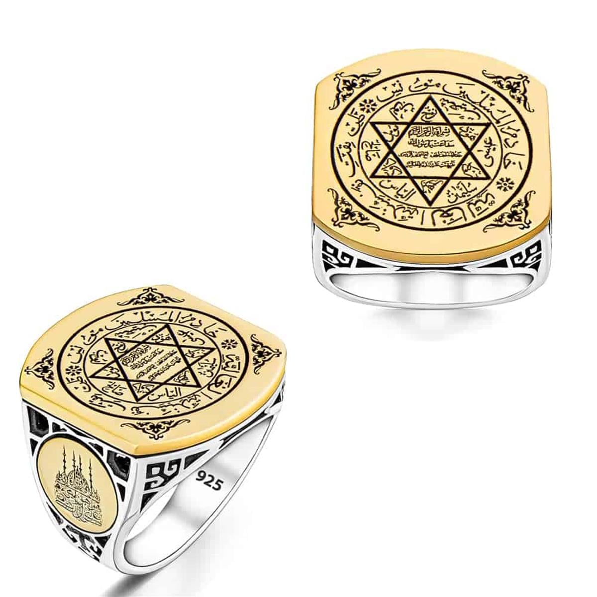 Discover the spiritual depth and bold presence of this Turkish Sterling Silver Ring with Seal of Solomon, crafted from solid 925 Sterling Silver and detailed with the revered Seal of Solomon symbol.