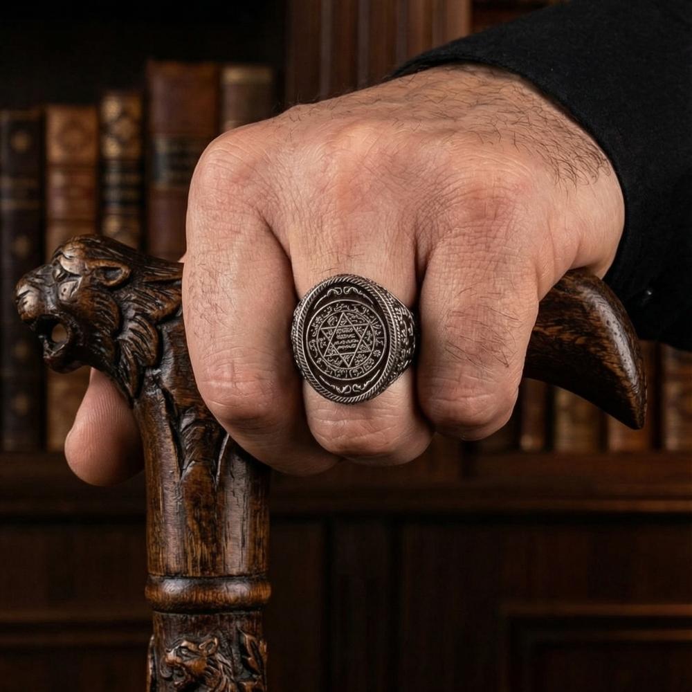 Discover the bold symbolism of this Turkish Sterling Silver Ring with Seal of Solomon, crafted for those who appreciate meaningful design and traditional artistry.
