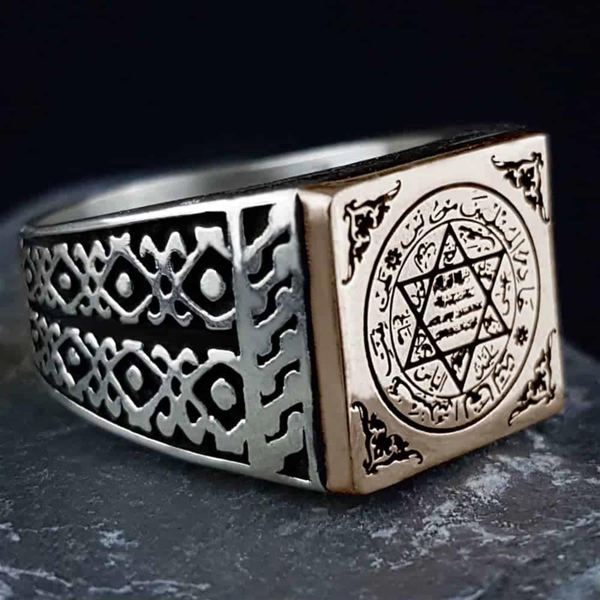 Turkish Sterling Silver Ring with Suleiman Seal is a bold statement piece inspired by the grandeur of the Ottoman era.