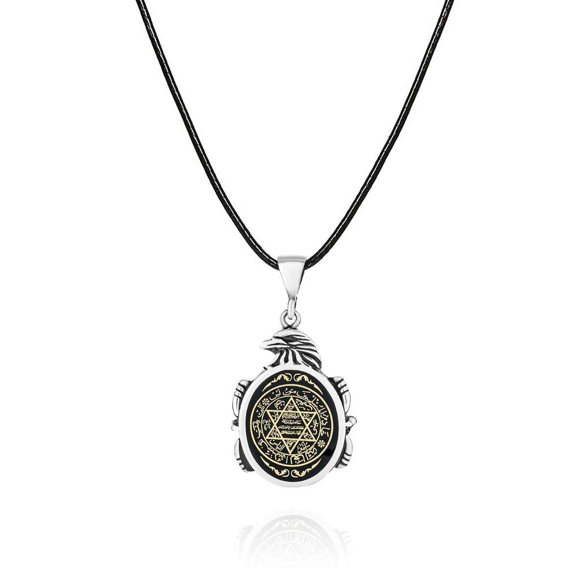 The Turkish Sterling Silver Seal of Solomon Necklace with Eagle Motif brings together powerful symbolism and refined craftsmanship.