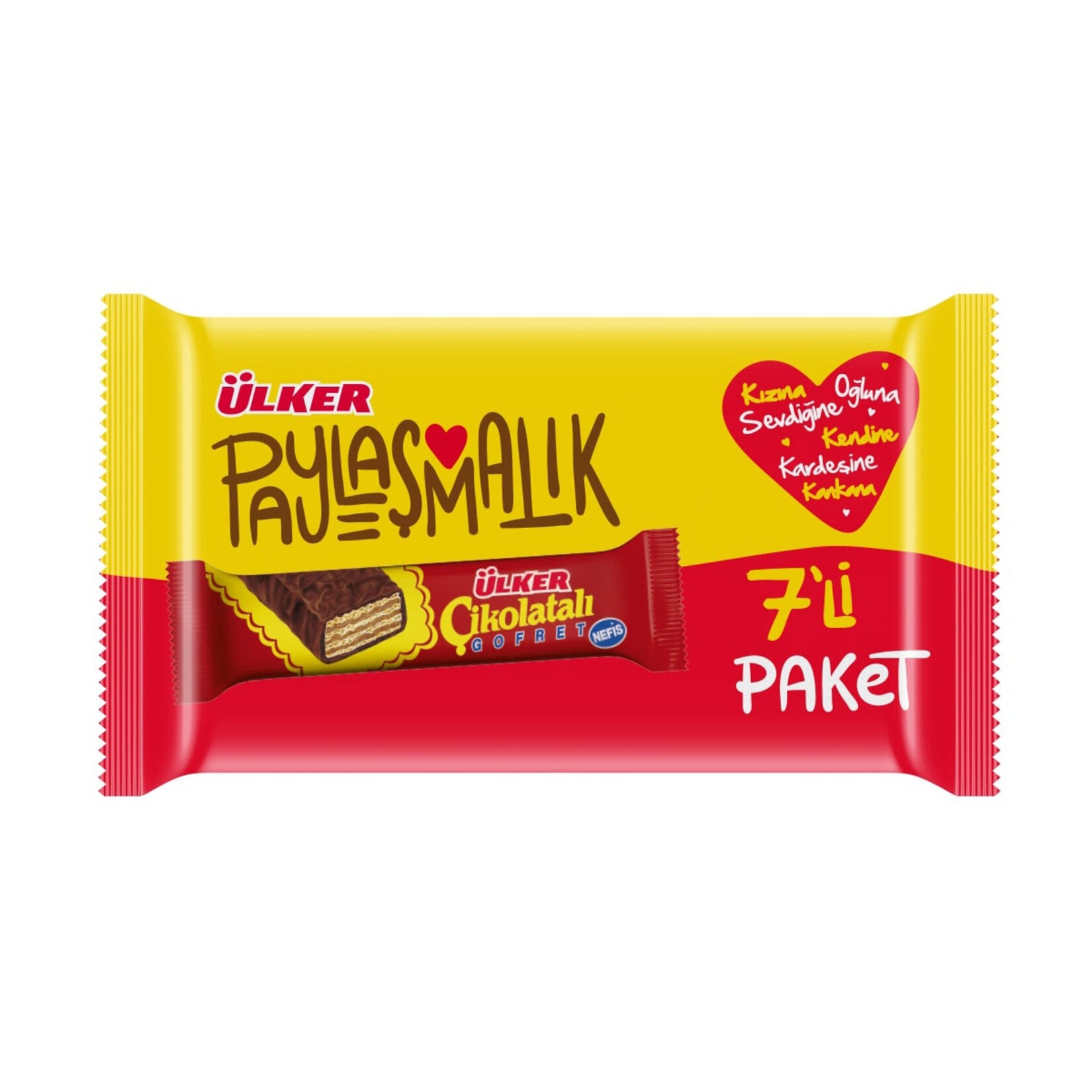 Ulker Chocolate Wafer 7-Pack brings together crisp wafer layers and smooth chocolate cream filling in one of Türkiye’s most loved snack formats.