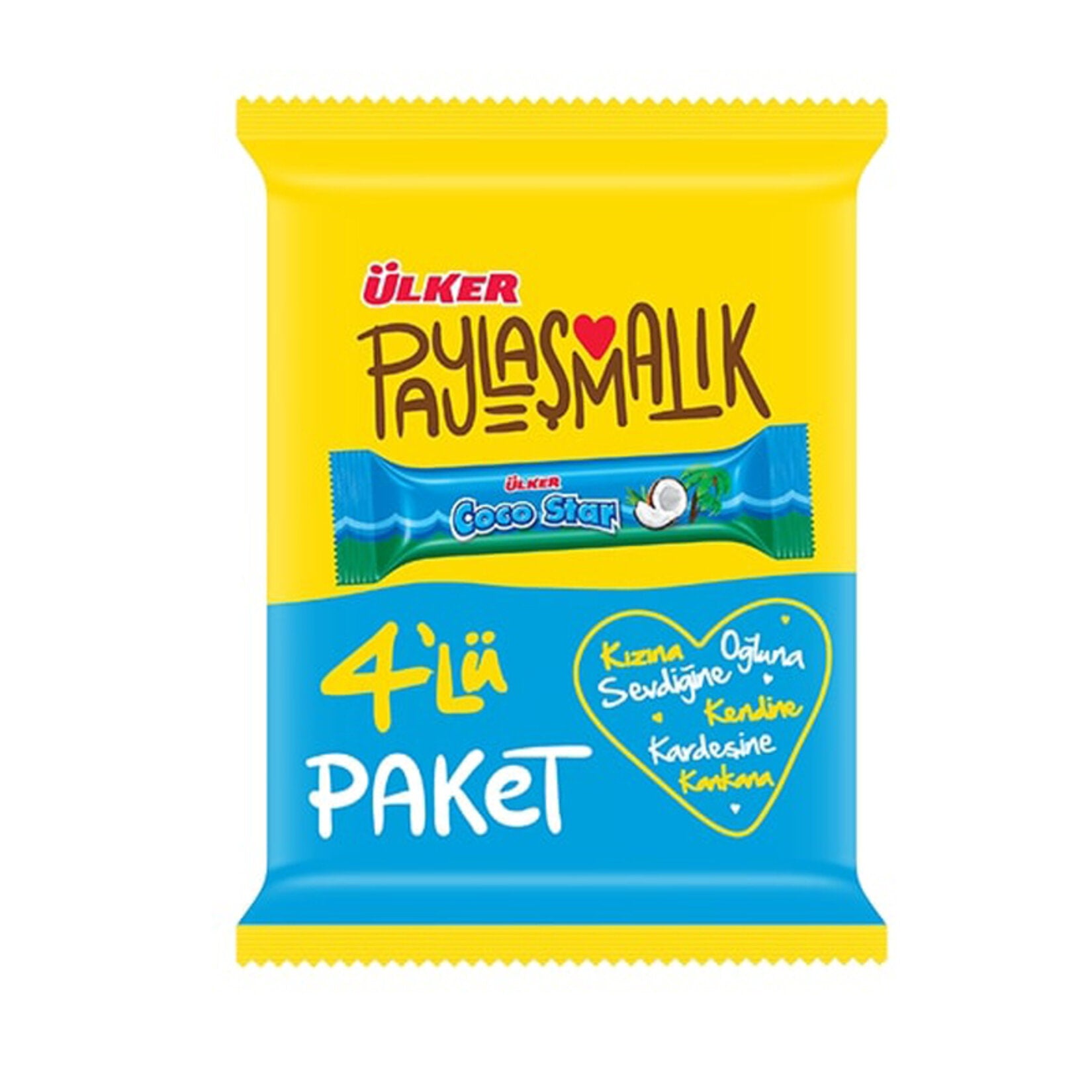 Ulker Cocostar 4-Pack Coconut Chocolate Bar brings together a soft, sweet coconut filling and a smooth chocolate coating in perfectly portioned mini bars.
