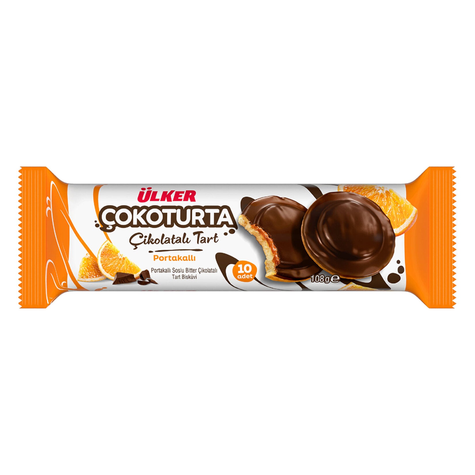 Discover the rich and zesty taste of Ulker Cokoturta Orange Sauce Dark Chocolate Tart Biscuit.