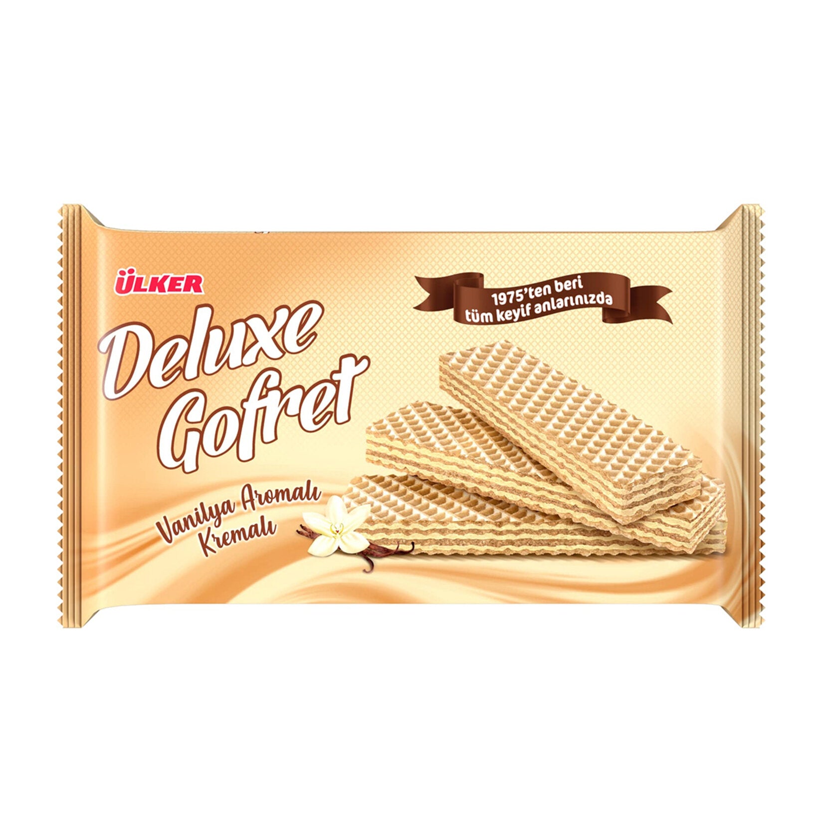 Ulker Deluxe Wafer Vanilla Cream brings the classic taste of Türkiye’s favorite wafers to your snack time.