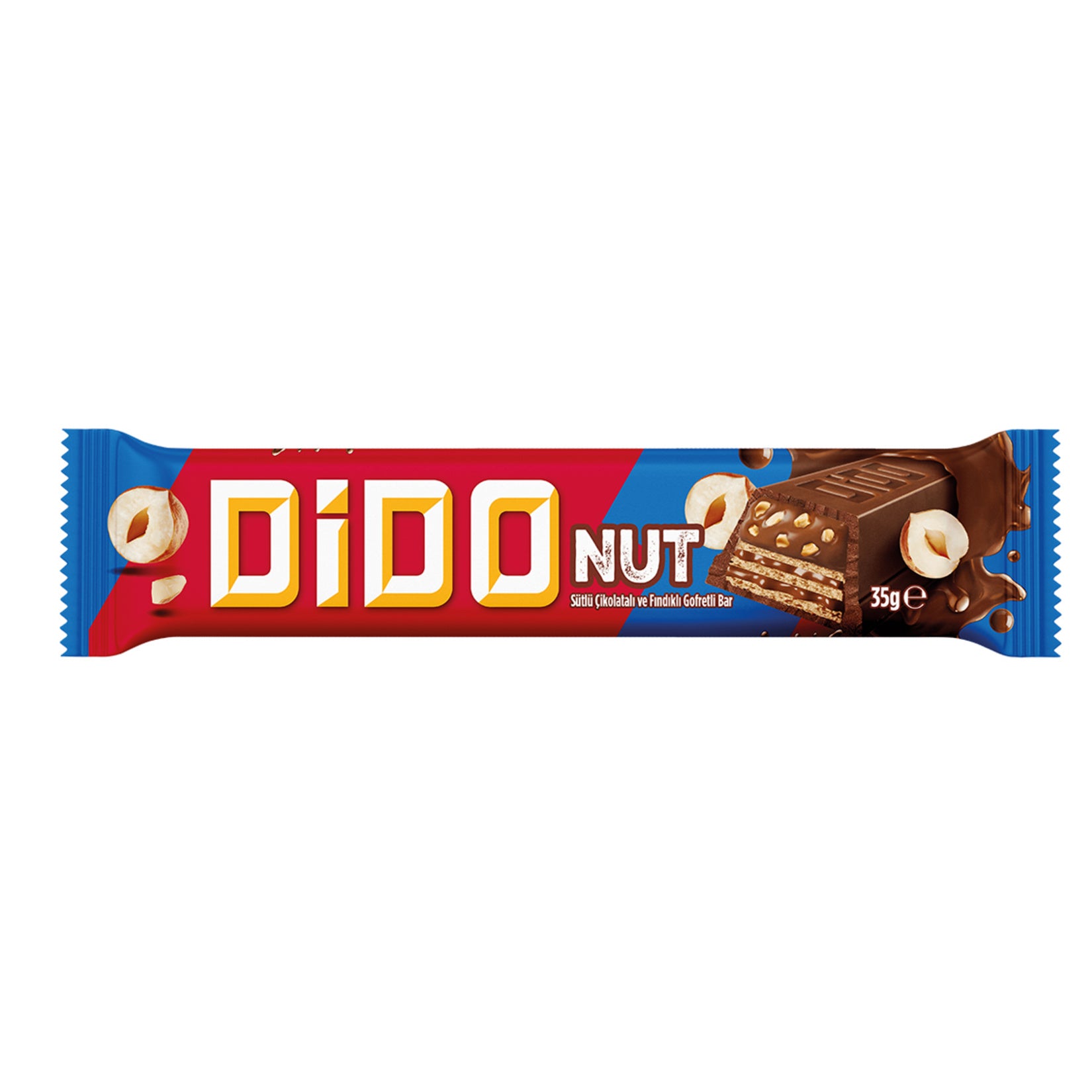 Ulker Dido Hazelnut Chocolate Wafer Bar front packaging