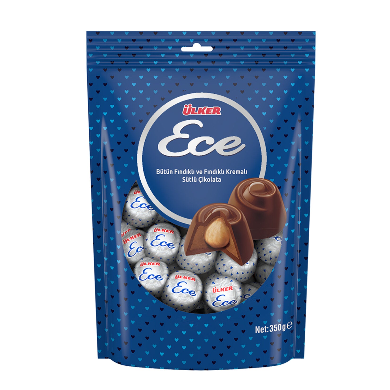 Ulker Ece Hazelnut and Hazelnut Cream Milk Chocolate brings together smooth milk chocolate, whole hazelnuts, and creamy hazelnut filling in one elegant gift box.